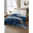 thumbnail image 2 of Navy Blue Marble King Size Flat Sheet, Wrinkleproof & Fadeproof Cooling Flat Bed Sheet Only, Modern Ink Painted Artwork Breathable Soft Bedding Top Sheets 105 x 98 Inches, 2 of 8