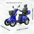 thumbnail image 5 of QEEKA All Terrain Mobility Scooter,500lbs Capacity - 800W,Handicap Scooter for Seniors & Adults,Blue, 5 of 11