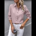 thumbnail image 4 of Camisas con Botones para Mujer, Blusas de Larga, Blusas Casuales Lisas para Oficina y Trabajo Rosa XXL, 4 of 7