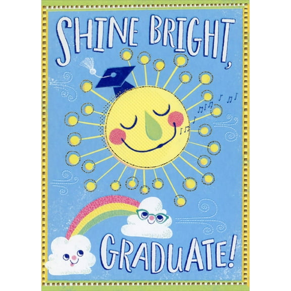 Designer Greetings Shine Bright : Silly Face Sun and Clouds Preschool Graduation Congratulations Card