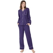 Womens Pajama Set 100% Cotton Pajamas Long Sleeve Sleepwear Button Down Loungewear S~XL