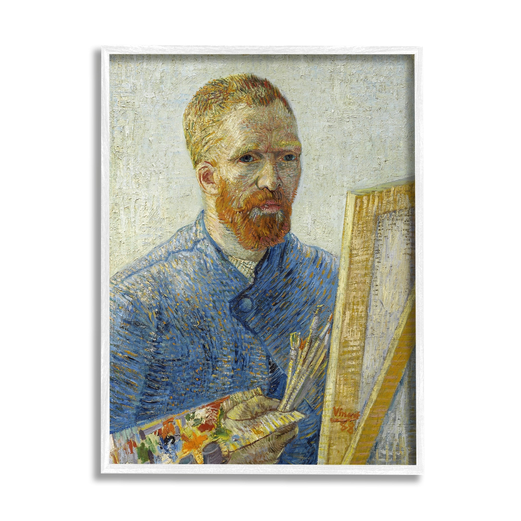 Stupell Industries Zeegezicht als Schilder van Gogh Painting Self-Portrait Painting Painting White Framed Art Print Wall Art, Design by one1000paintings