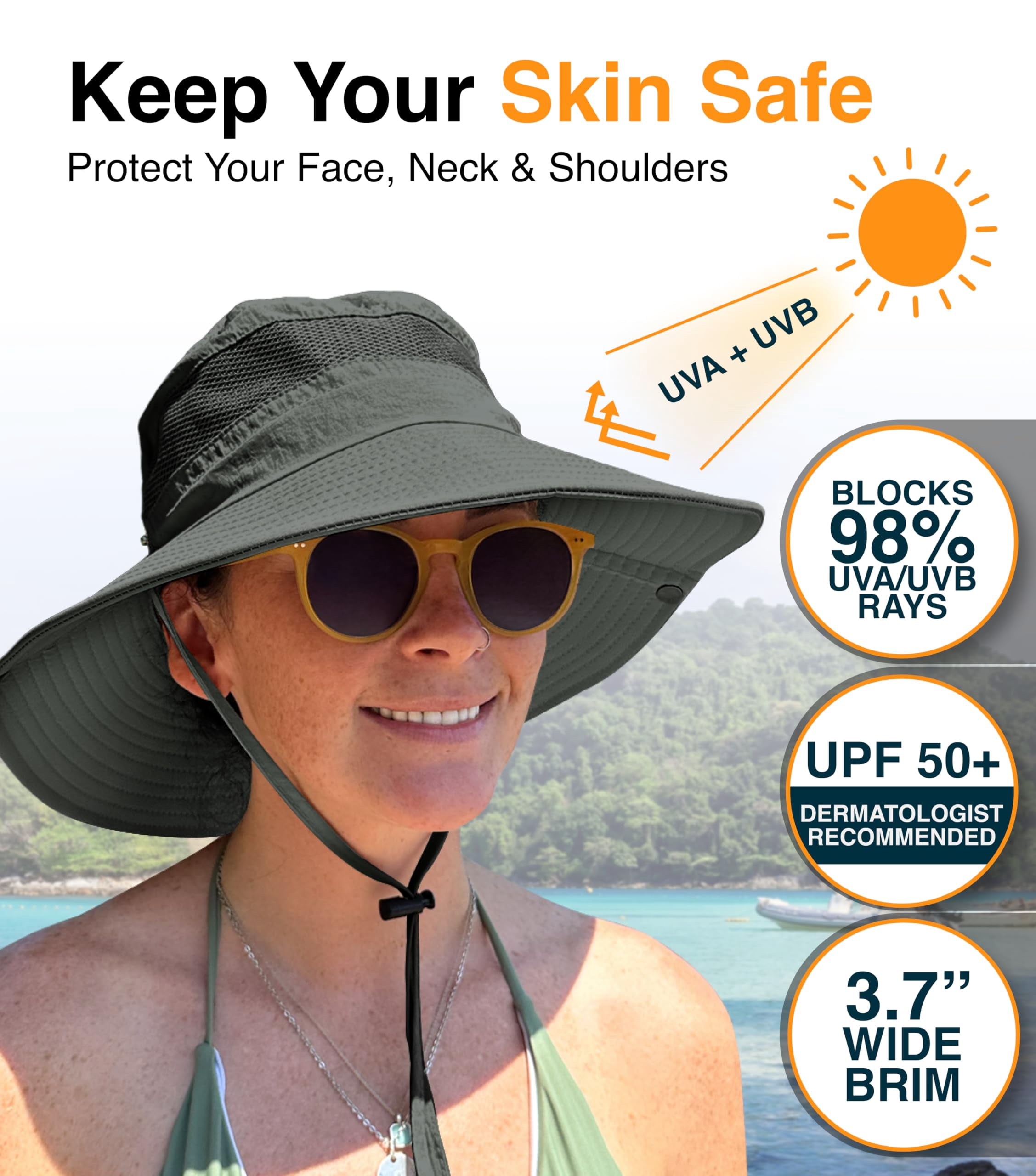 Pett Packable beach hat, sun hat, hunting hat for men and women, beige