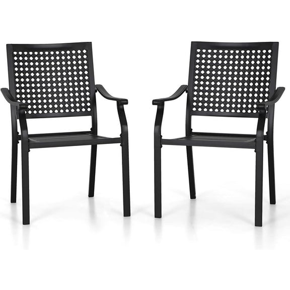 SRJUYK Patio Chair Set of 2 Swivel Outdoor Dining Chairs for Balcony, Backyard, Garden with Stackable Design and E-coating Protection