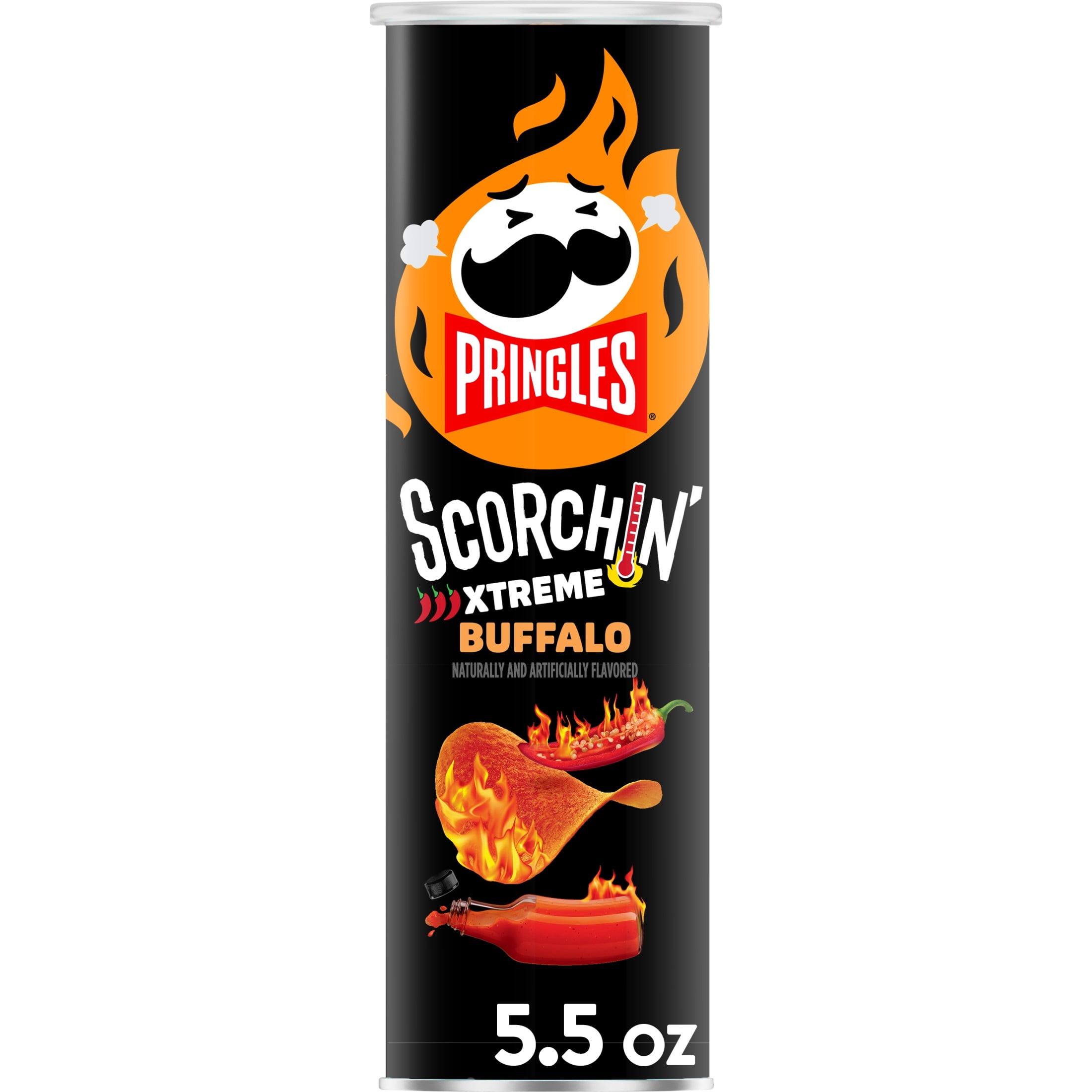 (6 pack) Pringles Scorchin' Buffalo Potato Crisps Chips, Spicy Snacks, 5.5 oz