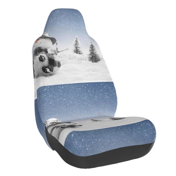 Fuzoiu Snowman And Christmas Tree Print Elastic Car Seat Covers, Seat Cover Protector,Universal Fit Interior Covers for Most Cars,Washable Seat Cover Non Slip for SUV,Sedan,Van