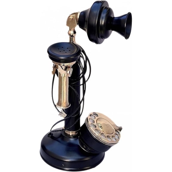 DECOR ANTIQUE Brass Vintage Candlestick Telephone Antique Retro Dail Phone