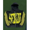 thumbnail image 1 of Sudadera con capucha de gran tamaño con estampado de rayas y letras de marca de moda callejera estadounidense para mujer, sudadera con cremallera estilo Y2k Harajuku retro gótica hip-hop rock, 1 of 5