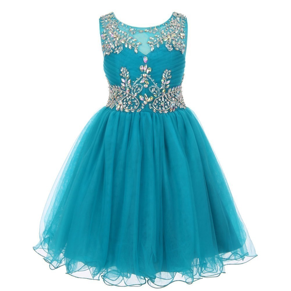 teal flower girl dress