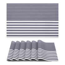Unique Bargains Set of 6 Wipeable Plastic Placemats for Kitchen Dining Table Dark Blue