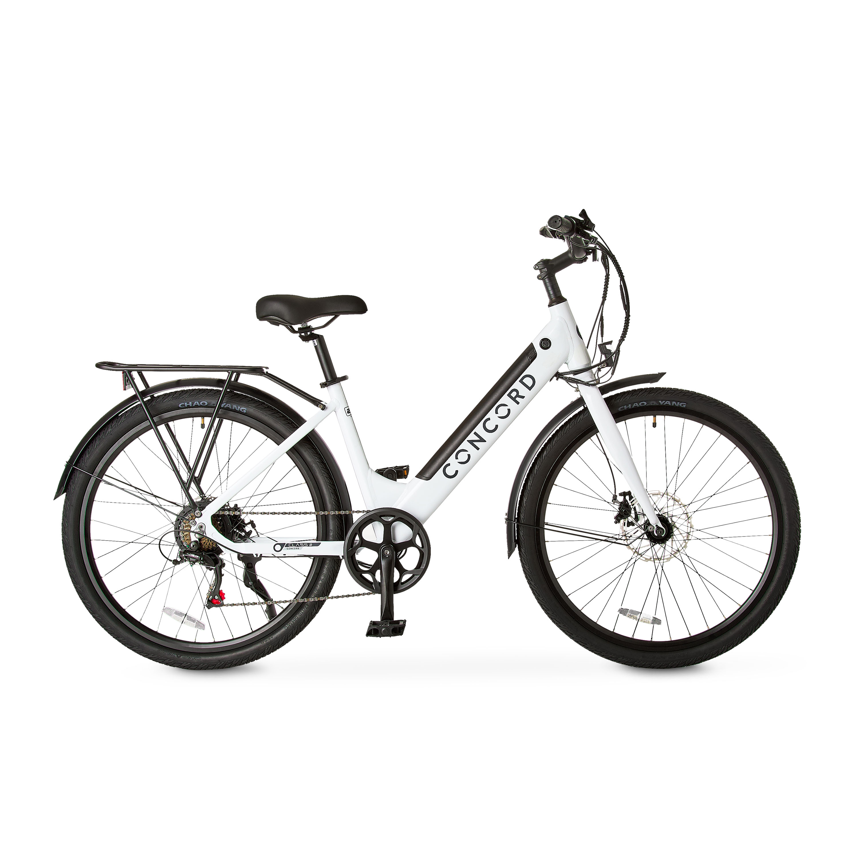 Concord 27.5" Step-Thru Electric Bike, 36V, Class 2, Aluminum, 49 Pounds, White, Unisex, Fits Riders 5'1" - 6'1"