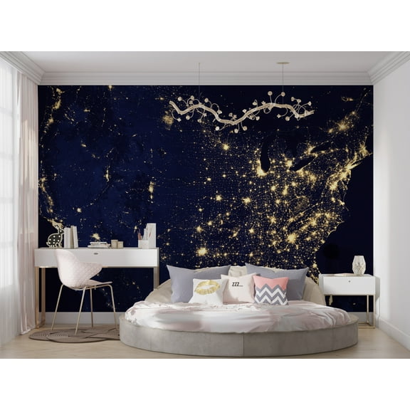 Americana Non-pasted Wallpaper Wall Mural - United States From Space