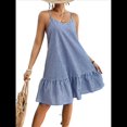 thumbnail image 3 of Vestido de Verano para Mujer 2025, Vestido Bohemio con Estampado Floral. Rayas Azules L, 3 of 9