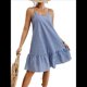 thumbnail image 3 of Vestido de Verano para Mujer 2025, Vestido Bohemio con Estampado Floral. Rayas Azules S, 3 of 9