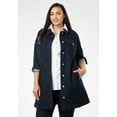 Jessica London Women's Plus Size Long Denim Jacket Oversized Jean