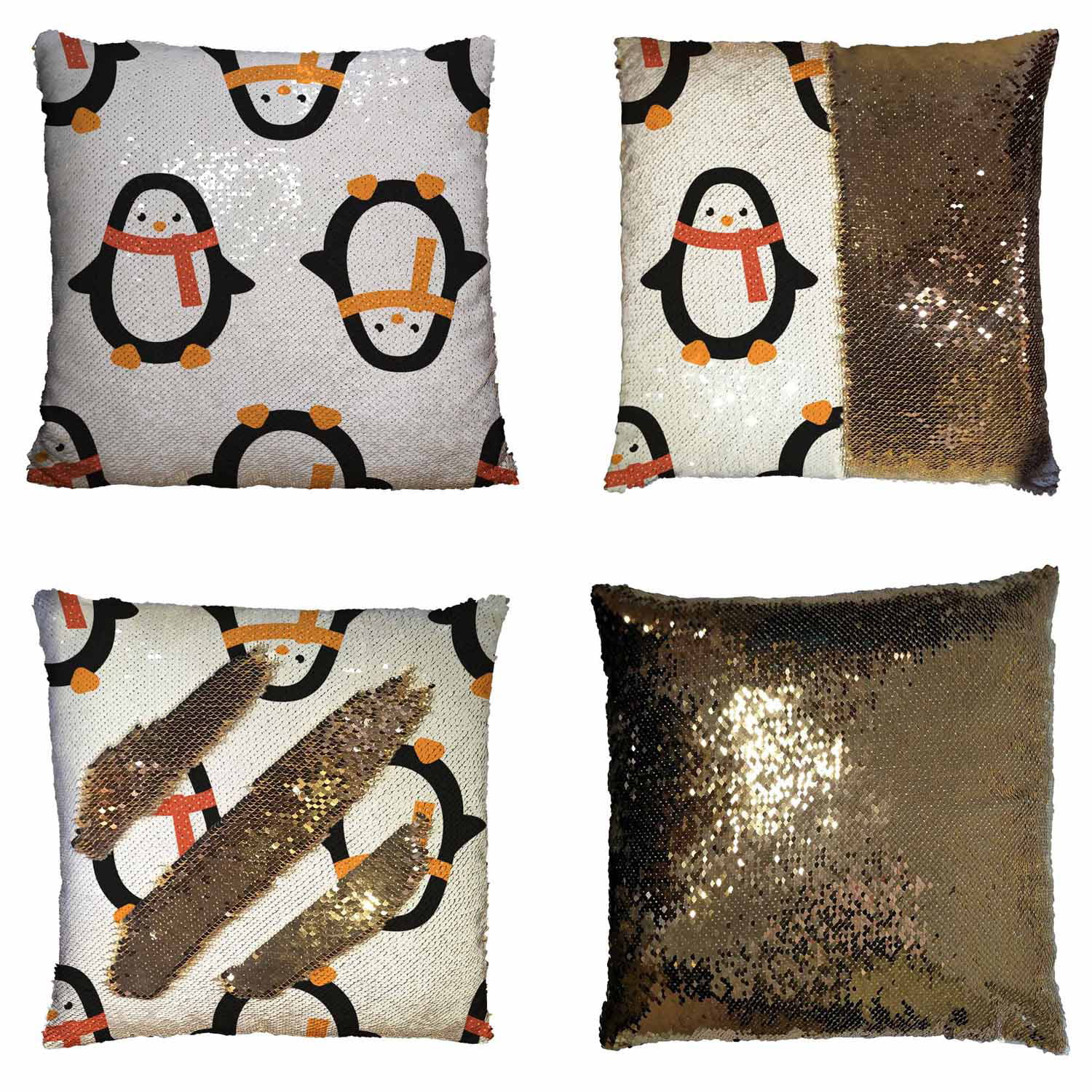 penguin sequin pillow