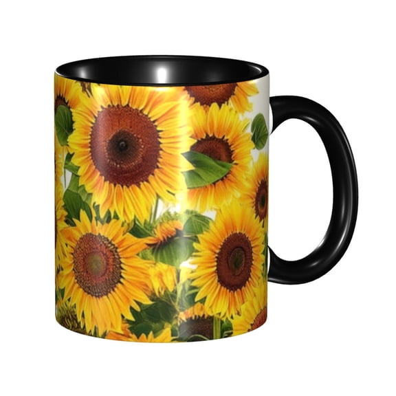Sunflower Coffee Mug Fun Custom Ceramic Mugs 11oz Black