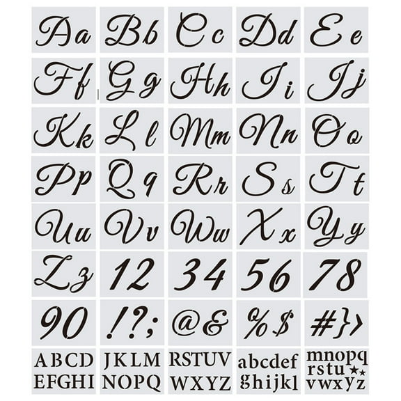 OOKWE 40pcs Alphabet Letter Stencils Reusable Plastic Templates for Art Drawing Painting Craft DIY Writing on Chalkboard