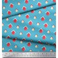 thumbnail image 2 of Soimoi Blue Japan Crepe Satin Fabric Hut & Dots Decor Fabric Printed Yard 42 Inch Wide, 2 of 2