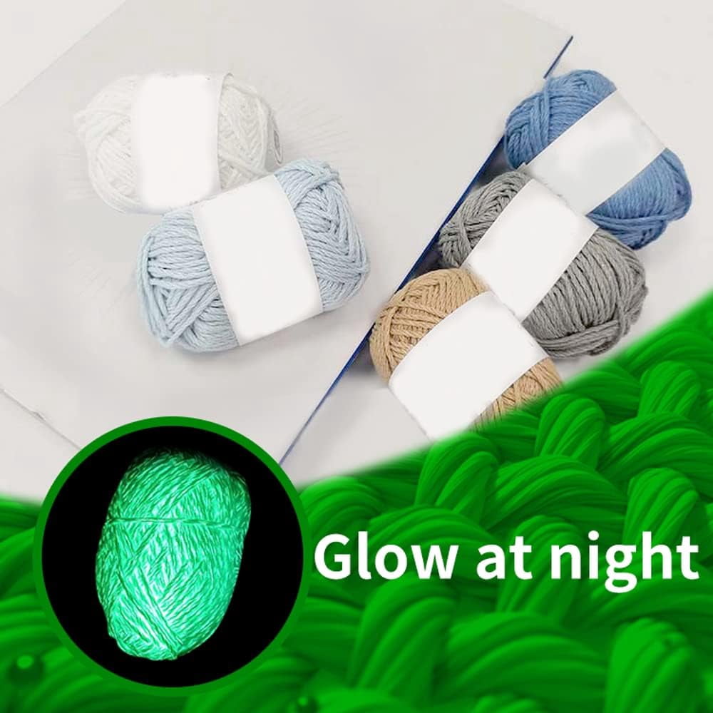 FNDEMSLA Glow in The Dark Yarn Black 5 Rolls Yarns for Crocheting Metallic Polyester Luminous Crochet Yarns