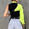 thumbnail image 3 of Reflective One Shoulder Top Harajuku Punk Long Sleeve T-shirt Women Irregular Cargo Crop Top T Shirt, 3 of 11