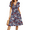Mixed Blue Floral, variant on Women's Summer Casual Short Sleeve V-Neck Short Party Dress with Pockets