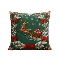 Lilixerw Christmas Pillow Covers,18 x 18 Inch Soft Cotton Decorative Pillow Case with Hidden Zipper with Xmas Tree Reindeer Santa women Pattern for Sofa Couch Bedroom,Holiday Home Decor