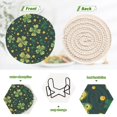 thumbnail image 4 of Haosy Set of 6 Drink Woven Coaster with Holder Heat Resistant Non-Slip Bar Coasters 4 Inches Clover and Dots, 4 of 7