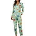 thumbnail image 1 of HNMKIU Pyjamas de Vacances Ensemble Assorti pour Femmes Pantalon de Pyjama Décontracté à Col à Boutons Manches Longues Ensemble Deux Pièces, 1 of 3