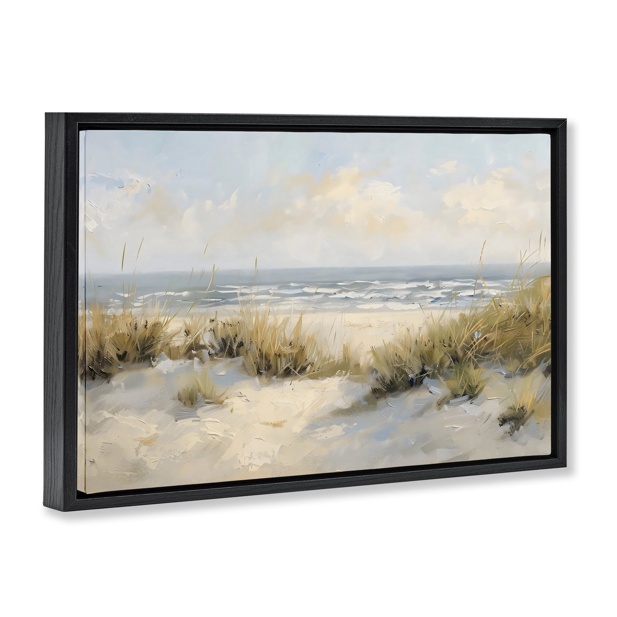 Stupell Industries Coastal Birds Over Dunes Black Framed Floater Canvas Wall Art, design by Creative Studio