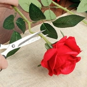 12PCS Fake Roses Artificial Flowers Red Roses with Long Stems Realistic Faux Silk Rose Bouquets for Wedding Decor Bridal Shower Centerpieces Floral Arrangements Party Mother's Day Valentines Flowers