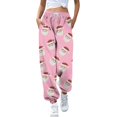 thumbnail image 1 of Gibobby pantalones de yoga Pantalones de entrenamiento para mujer, cintura media, pantalones largos sólidos, pantalones deportivos casuales sueltos (Rosa, L), 1 of 4
