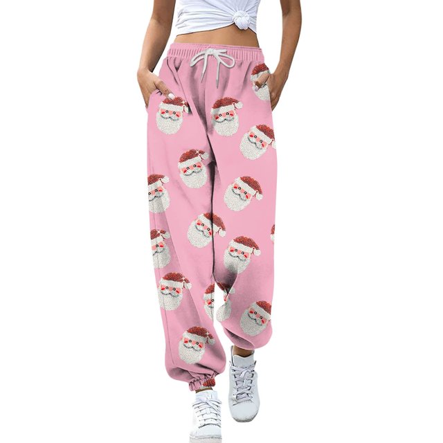 Gibobby pantalones de yoga Pantalones de entrenamiento para mujer, cintura media, pantalones largos sólidos, pantalones deportivos casuales sueltos (Rosa, L)