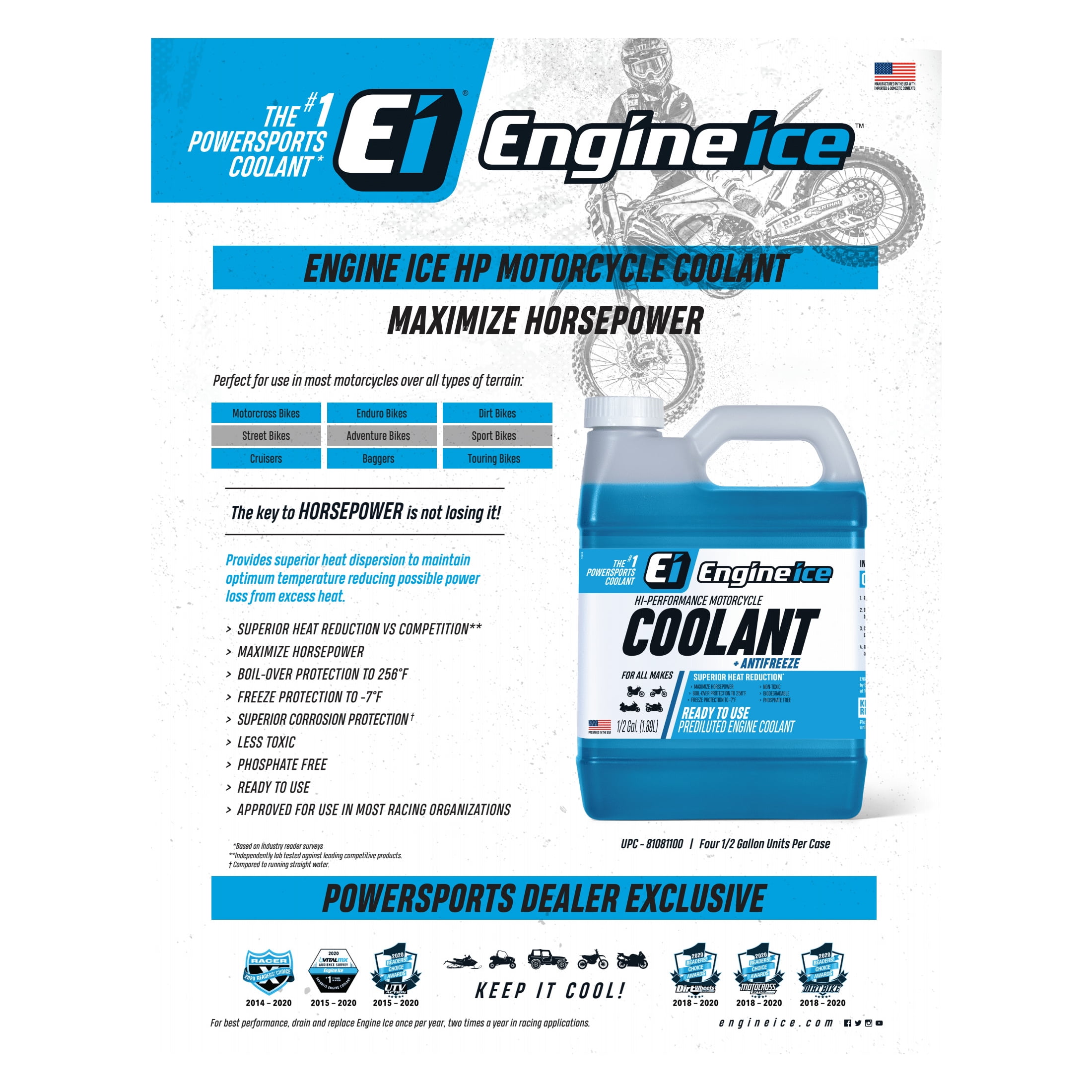 Engine Ice Off-Road High-Performance Motorcycle Coolant and Antifreeze