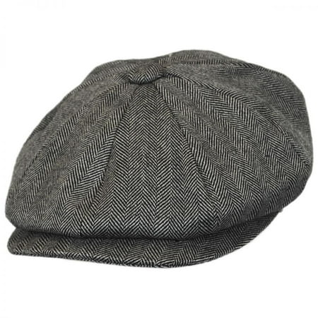 Jaxon Hats - Herringbone Pure Wool Newsboy Cap - S - Black/Ivory ...