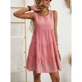 thumbnail image 4 of Dolkfu Red Summer&Fall Dresses for Women Crew Neck Sleeveless Mid-Length French Style Peasant Dresses Plaid Refreshing Relaxed Fit Dresses Red,Xl, 4 of 6