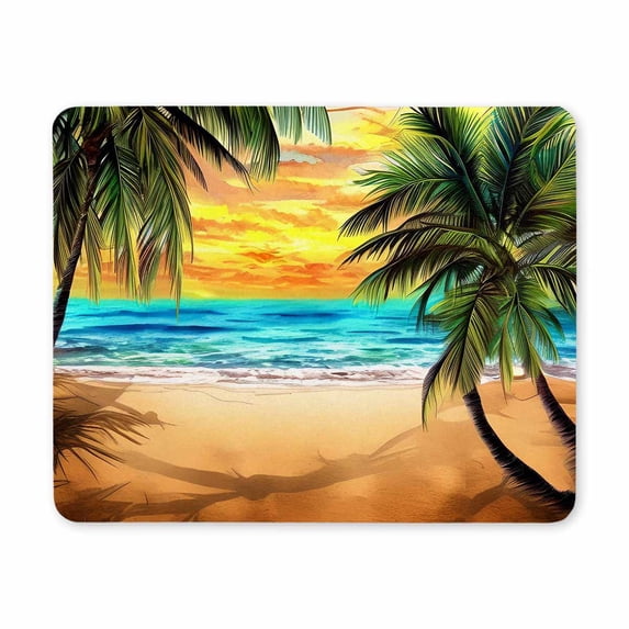 Beach Mouse Pad,Computer Mouse Mat with Anti-Slip Rubber Base,Easy Gliding,Spill-Resistant Surface,Durable Materials,Portable,in A Fresh Modern Design