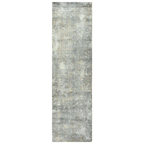 Alora Decor Essential 2'6" x 10' Scroll Gray/Ivory Hybrid Area Rug
