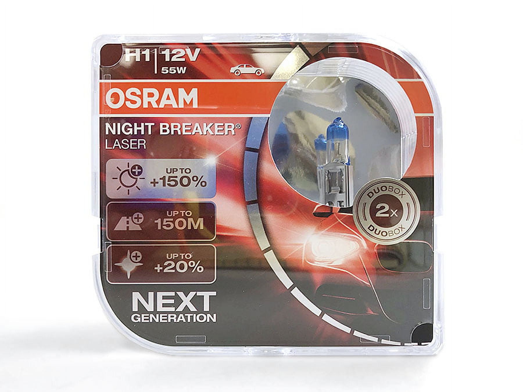 H1 Osram Night Breaker Laser Halogen Headlight Bulb 64150NL (Pack of 2) 
