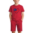thumbnail image 2 of SGFCWSX Girls Summer Outfits 2 Piece Patriotic Print Short Sleeve Top and Drawstring Elastic Waist Shorts Set Casual Daily Playwear Red Size 4T, 2 of 9