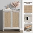 thumbnail image 6 of Surmoby 32.4" W Farmhouse Shoe Cabinet with 2 Doors, Boho Shoe Storage Cabinet with 6 Adjustable Shelves & Spacious Countertop for Hallway Living Room Entryway- White Oak, 6 of 8