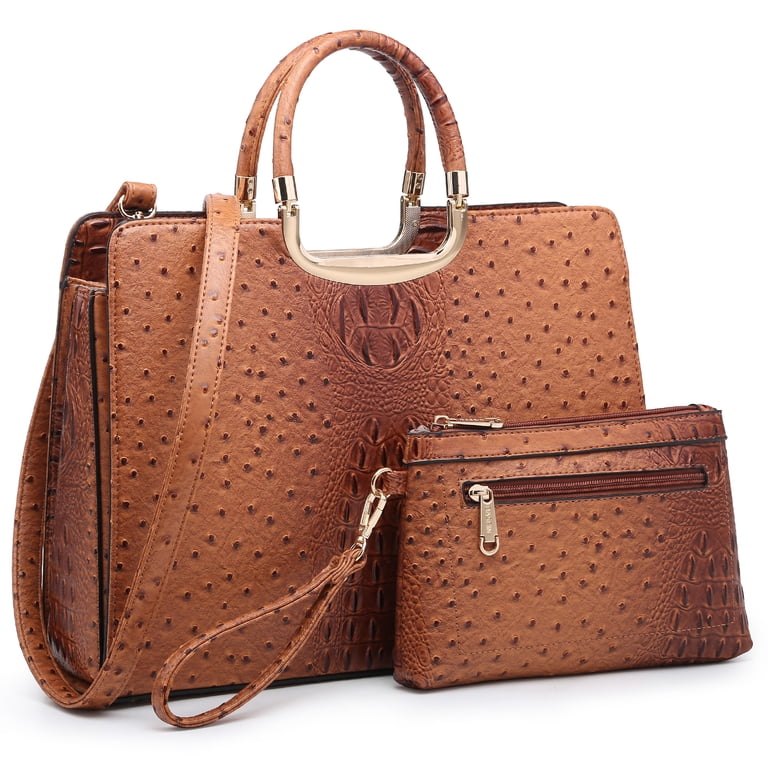 Dasein Structured Tote Purse with Matching Wallet, Brown photo 1