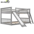 thumbnail image 6 of Bellemave Full Over Full Bunk Bed with Slide and Ladder Wood Floor Bunk Bed with Headboard Full Size Low Bunk Bed Frame No Box Spring Needed, Gray, 6 of 9