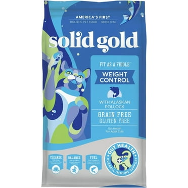 Solid Gold - Fit as a Fiddle Weight Management Cat Food - Low Calorie Grain Free Dry Cat Food Recipe with Alaskan Pollock - Superfoods & Probiotics for Gut Health and Immune Support