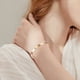 thumbnail image 4 of Brazalete de acero de titanio dorado para mujer con piedras de circonita cúbica, regalos de brazalete, 4 of 5