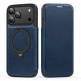thumbnail image 2 of ELEHOLD For Apple iPhone 17 Flip Protective Case Cover with Magnetic Ring Kickstand Shock-Absorbent PU Leather RFID Blocking Card Slot Wallet Case,Blue, 2 of 8