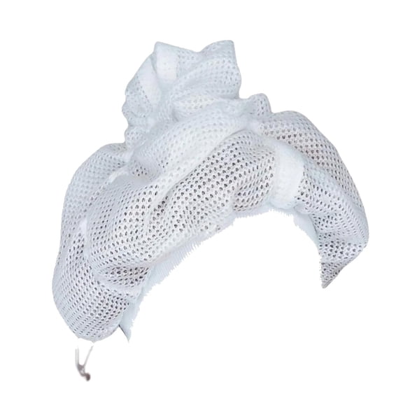 Adjustable Net Plopping Cap for Drying Curly Hair with Drawstring, Breathable Mesh Hair Dryer Bonnet Wrap in White 1PC