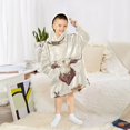 thumbnail image 6 of FORMRS Wearable Blanket Hoodie with Sleeves for Kids Cozy Flannel Sweatshirt, Beige Cowboy Pattern, 6 of 7
