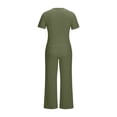 thumbnail image 7 of Riecok Womens 2 Piece Sets Tracksuits V Neck Short Sleeve Tops and Pant with Pockets Going out Outfits Army Green S, 7 of 7