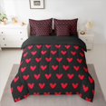 thumbnail image 2 of Manfei Kawaii Loves Pattern 7-Piece Twin Bedding Sets,Cute Heart Print Bedding Comforter Set,Red Black Sheet Sets For Princess,Ultra Soft Home Decor Reversible, 2 of 8